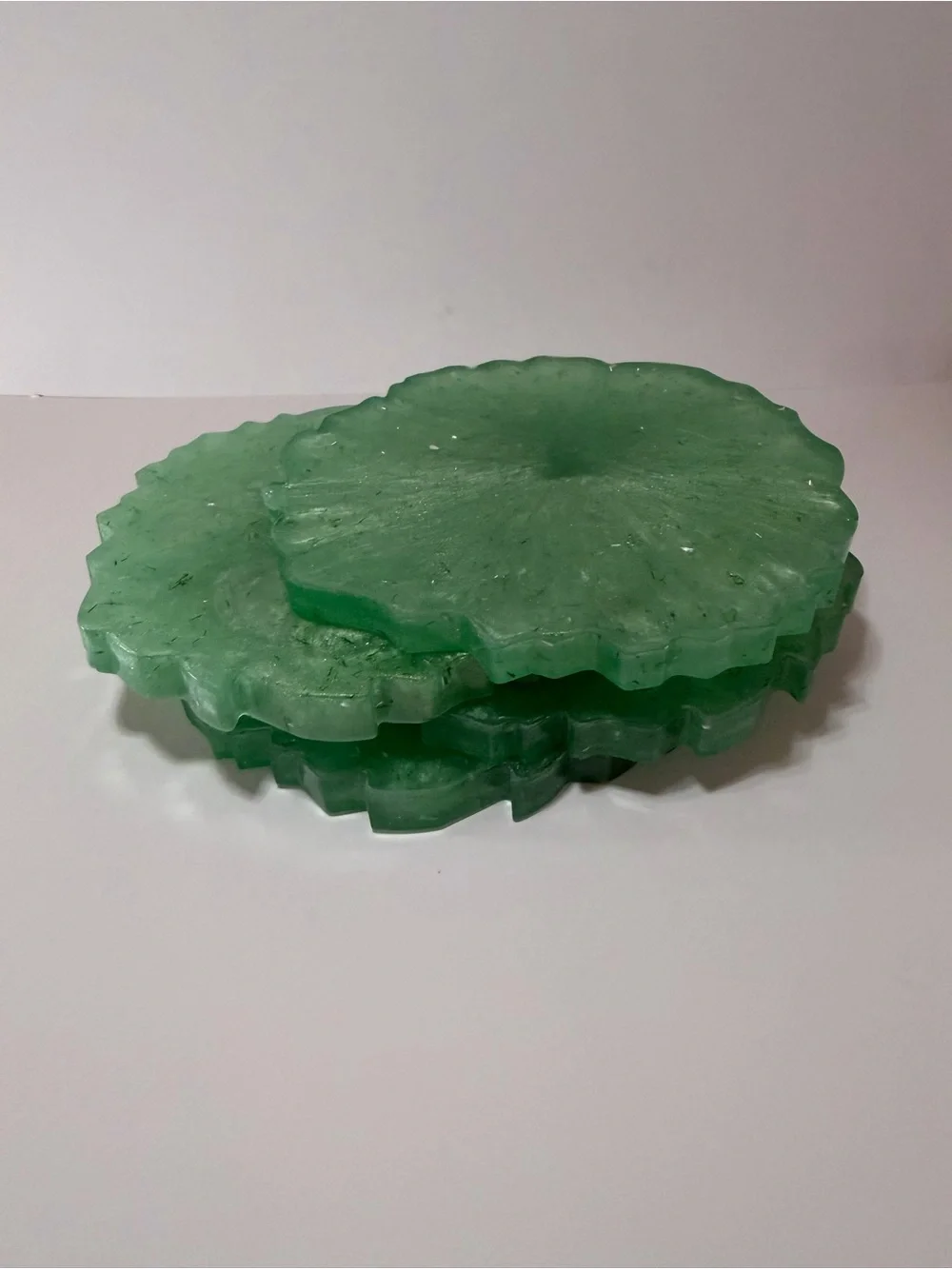 2 Sets of 3 Vibrant Magenta and Ocean Green Resin Coasters